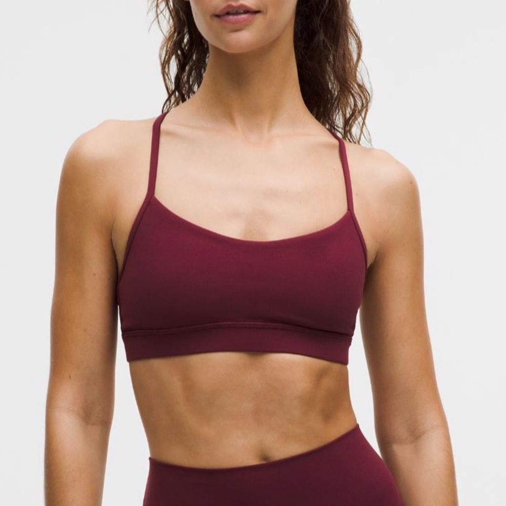 Burgundy Lululemon Flow Y Nulu Sports Bra